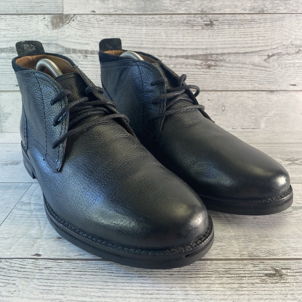 Cole Haan Chukka Boots Mens 8 M Black Leather Pebble Grain Classic Office Casual
